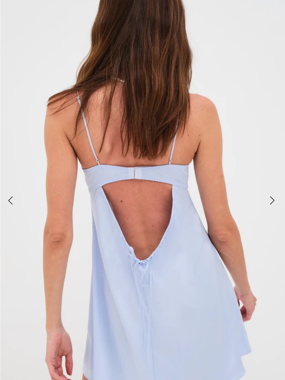 For Love and Lemons Light Blue Satin Slip Dress with Embroidered Bust - Picture 2 of 5